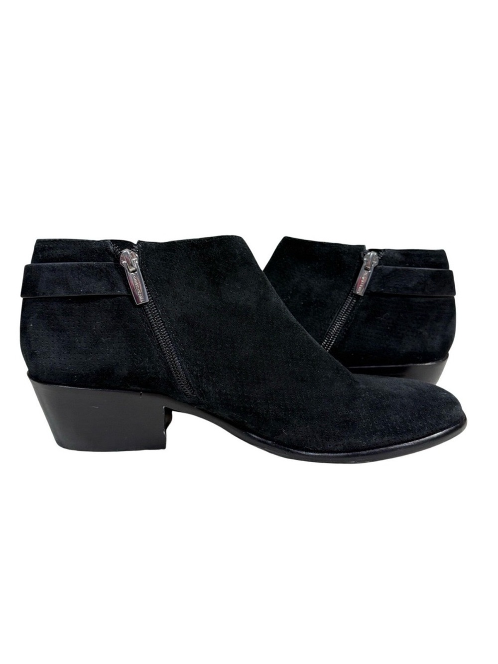 Vince Camuto Black Suede Ankle Booties‎ Buckle Heels Fall Boots Shoes Y2K Size 9